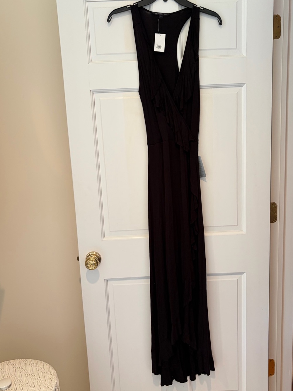 NWT Felicity & Coco Sleeveless Black Ruffle Maxi Dress